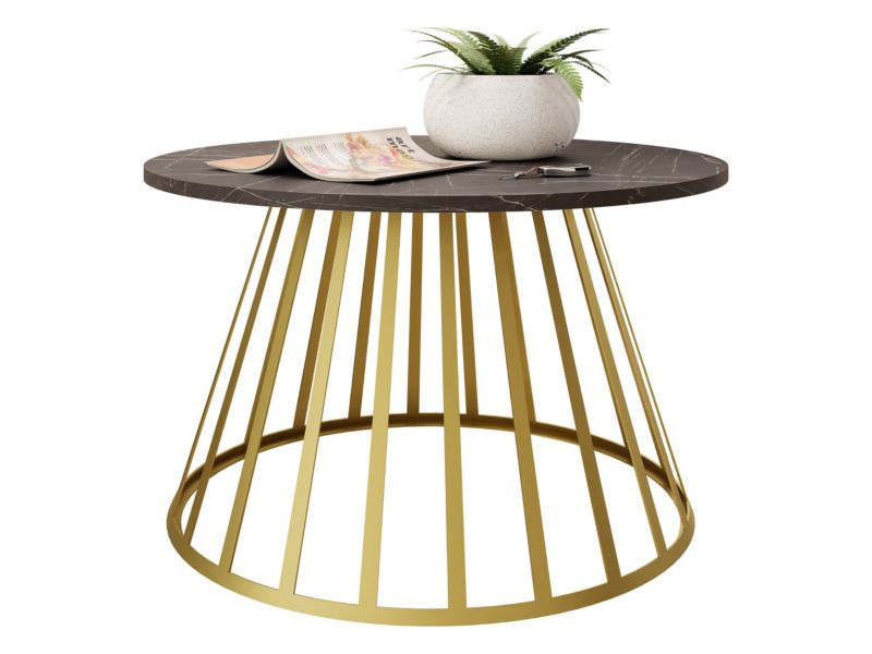 Stolik kawowy na metalowej nodze MIRJAN 24 Mokod złoty/black pietra grigia 1 szt.