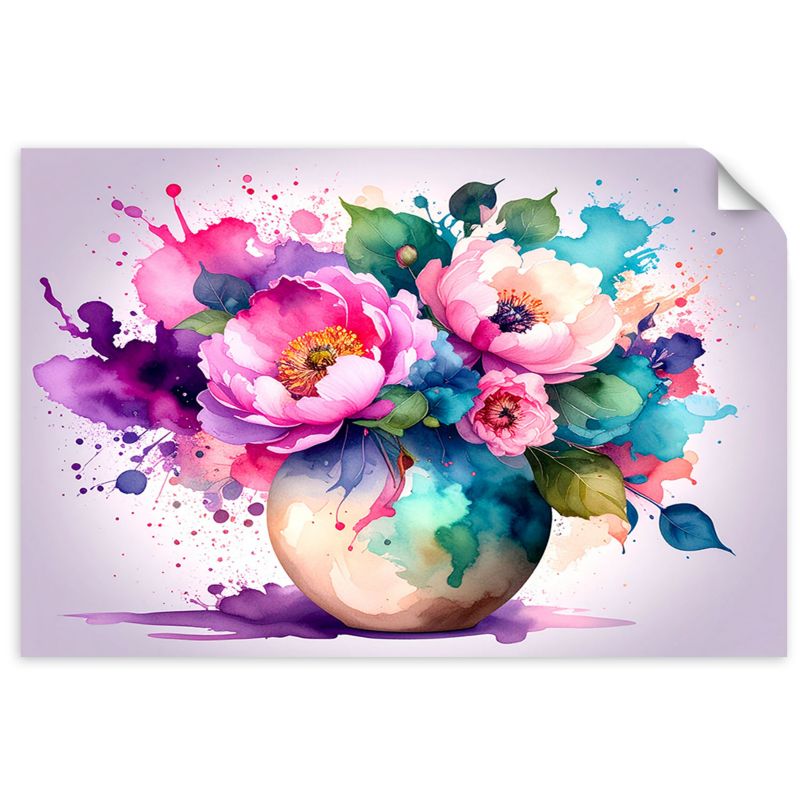 Naklejka na ścianę Feeby Bukiet Kolorowe Kwiaty Akwarela 30x20cm 1szt