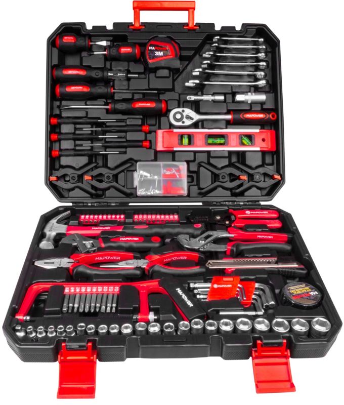 Zestaw narzędzi MAPOWER 168 elementów nasadki bity klucze crv 1 kpl.