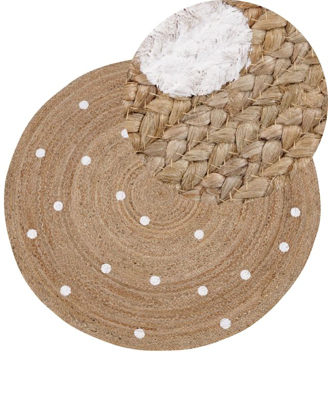 Dywan okrągły z juty 140 cm beżowy Kharra 1 szt.
