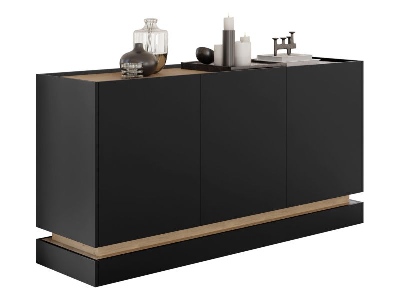 Komoda do salonu MIRJAN 24 Zarpant K160 3D czarny / dąb cremona 1 szt.