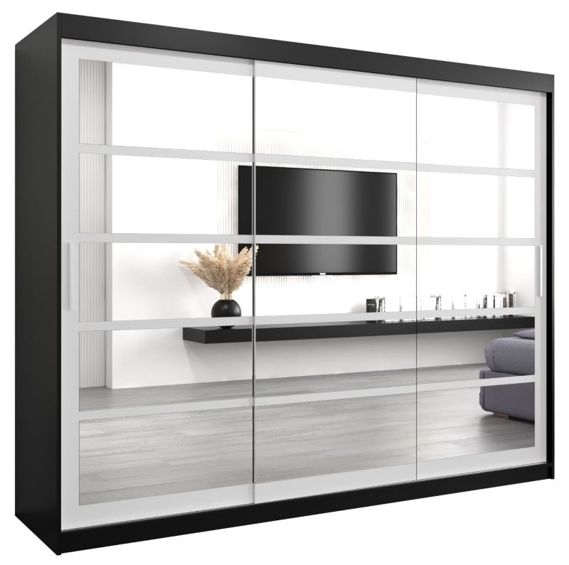 Szafa przesuwna Abiks ROMA 2 250 czarny mat + biały mat 1 szt.