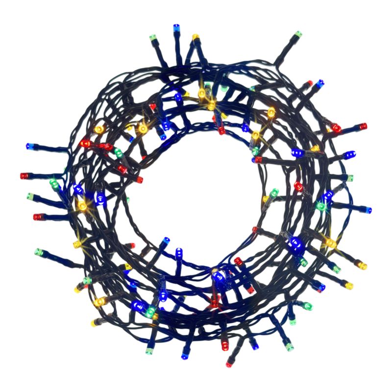 Lampki 120 LED łańcuch multikolor zielony kabel