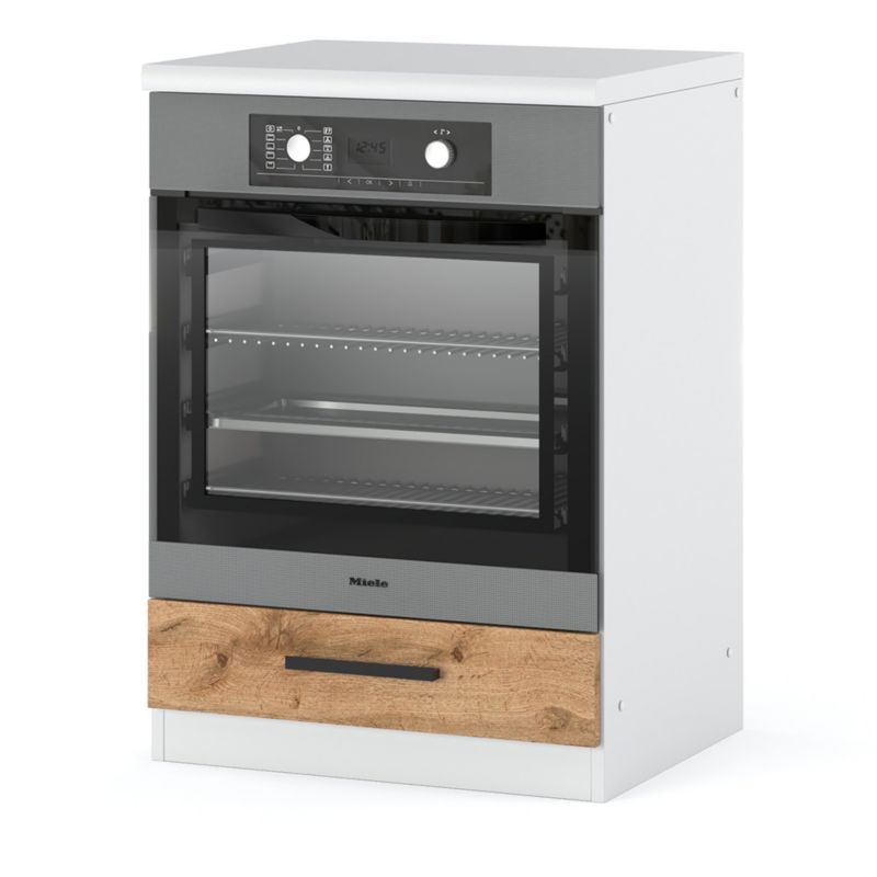 Szafka Kuchenna Hurtownia-Mebli Stojąca Do zabudowy piekarnika Blanka dolna piekarnik 60cm 60cm Biały Mat Dąb Wotan 60x47x85 cm