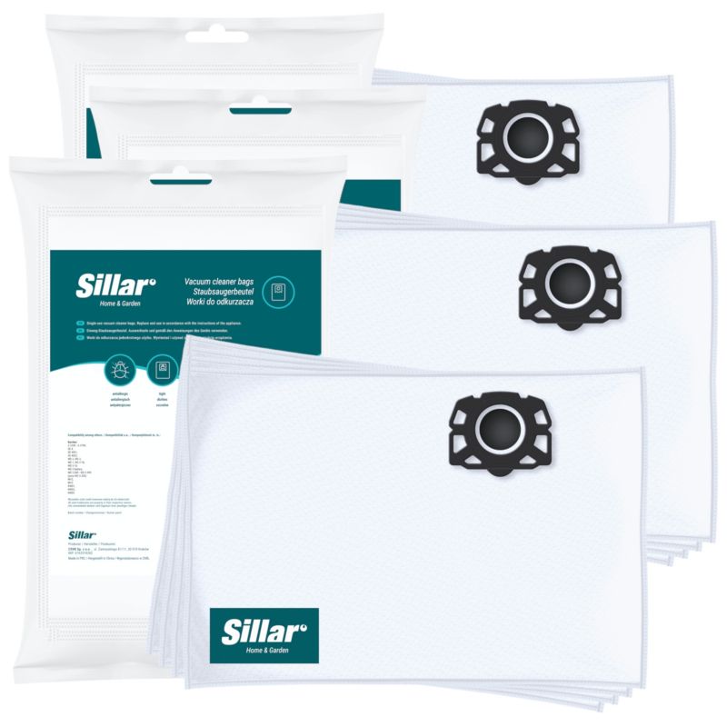 Worki do odkurzacza, Sillar, syntetyczne, z uszczelką, zamienniki, do Karcher WD3 V17 V15 V19 SE4001 WD2 PLUS V12, 12szt