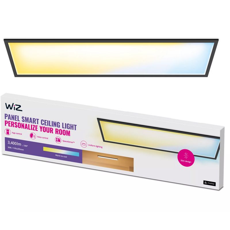Panel LED WiZ Lampa Sufitowa Natynkowa 36W 3400lm 2700-6500K TW 120 x 30 cm Inteligentna Smart WiFi Bluetooth Aplikacja 1 szt.