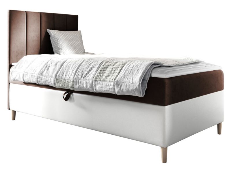 Łóżko kontynentalne MIRJAN 24 Maja Junior 1 80x200, Strona: Lewa biała ekoskóra/palona kawa 1 szt.