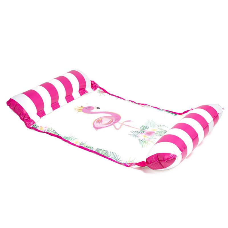 Materac dmuchany Be-active.pl ponton do pływania plażowy z siatką różowy flaming 1szt