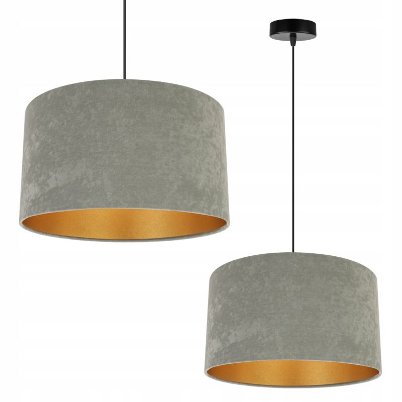 Lampa sufitowa wisząca Light Home LH Mediolan Welur 1x E27 60W ciepły szary/złoty 35cm 1szt.