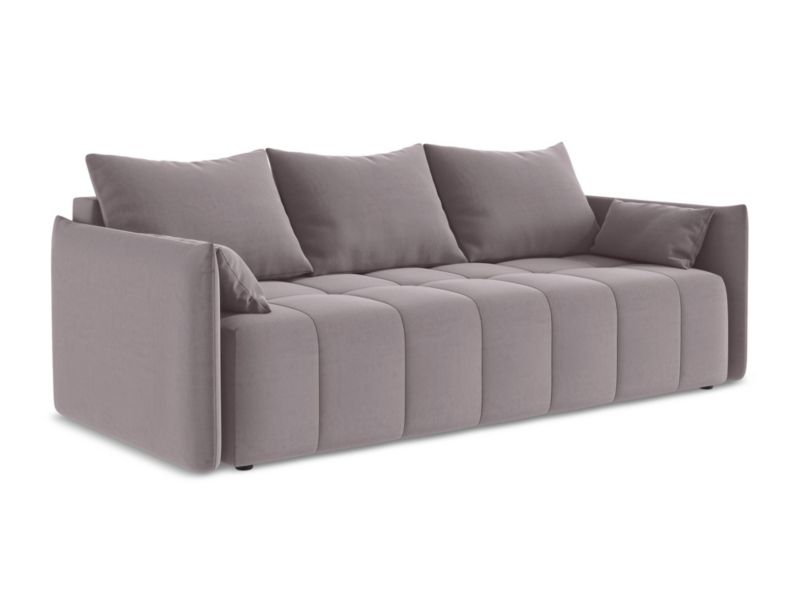 Kanapa 3-osobowa z funkcją spania LaMiaSofa BOLSENA z tkaniny welwetowej 225x105 cm lawendowy 1 szt.
