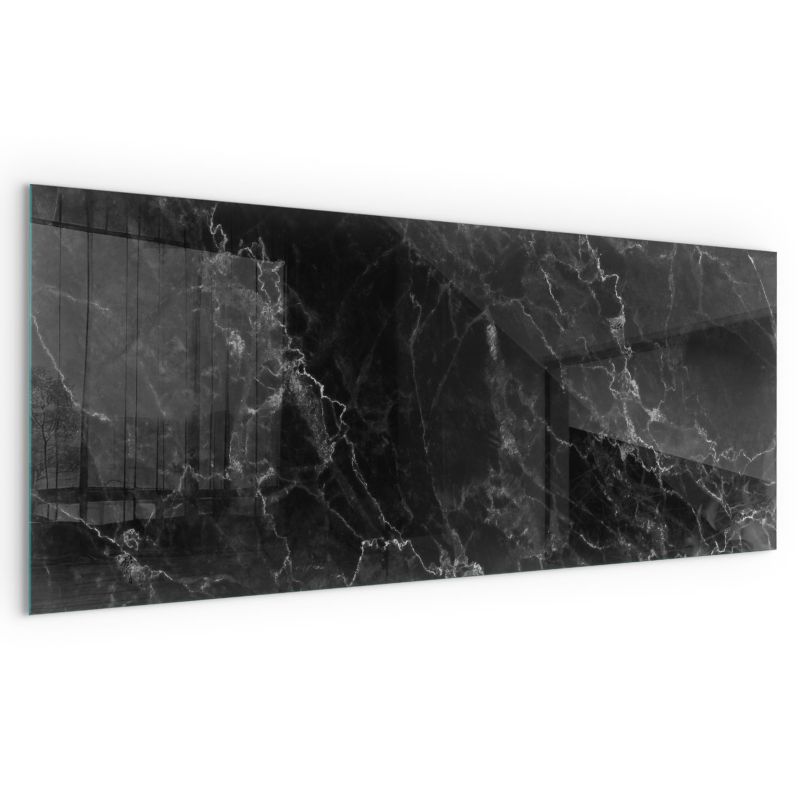 Szkło Hartowane pod Kominek/Piec Wallfluent 125x50 cm Szyba Ochronna Prostokątna Elegancki wzór marmuru 1 szt.