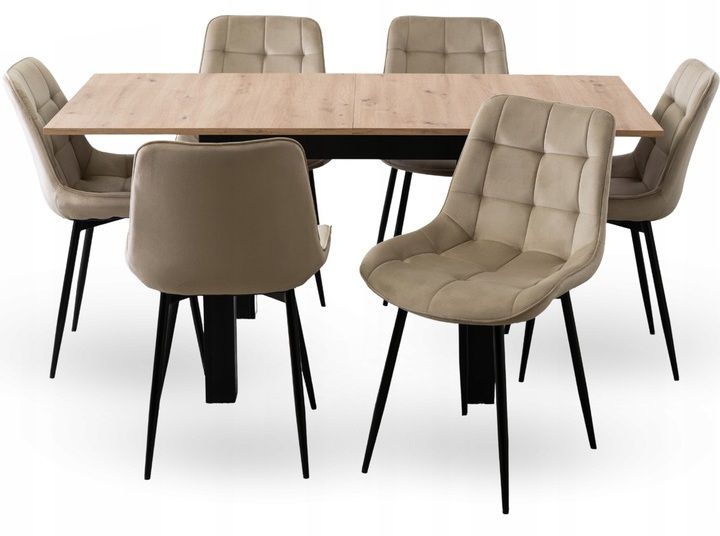 Zestaw Stół Rozkładany MAX 80-160 cm Mebel Elite i 6 Krzeseł Tapicerowanych 1 kpl