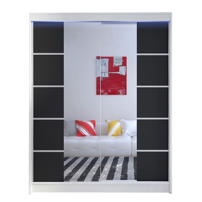 Szafa MIRJAN 24 z drzwiami przesuwnymi Camino V z oświetleniem RGB biały/czarny 1 szt.