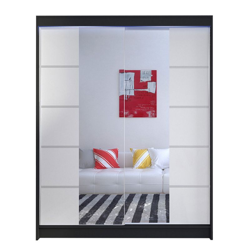 Szafa MIRJAN 24 z drzwiami przesuwnymi Camino V z oświetleniem RGB czarny/biały 1 szt.