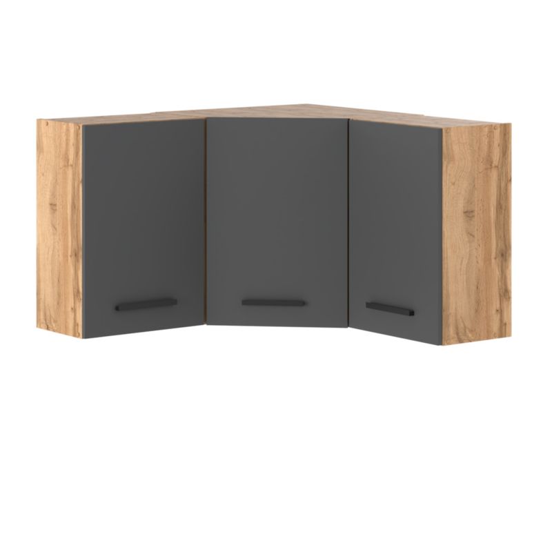 Szafka Kuchenna Hurtownia-Mebli Wisząca Narożna Blanka górna narożna 90cm Dąb Wotan Szary Mat 90x30x60 cm 1szt.