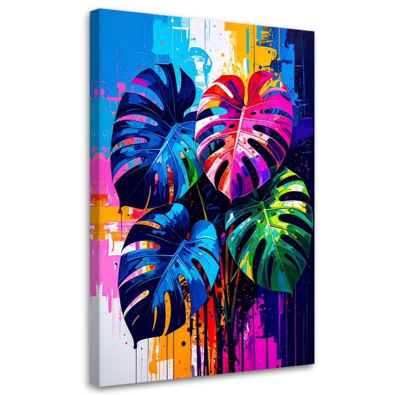 Obraz nowoczesny do salonu Feeby Kolorowe Liście Monstery 70x100cm 1szt