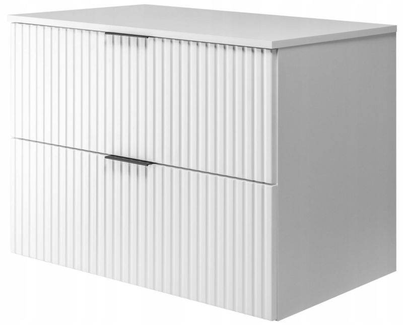 Szafka łazienkowa Furnidea 80 cm wisząca ryflowana 2 szuflady biały blat Flow 1 szt.