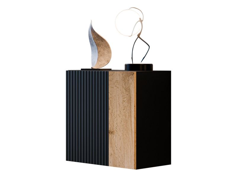 Witryna kwadrat z dekorem MIRJAN 24 Capital czarny + dąb wotan 1 szt.