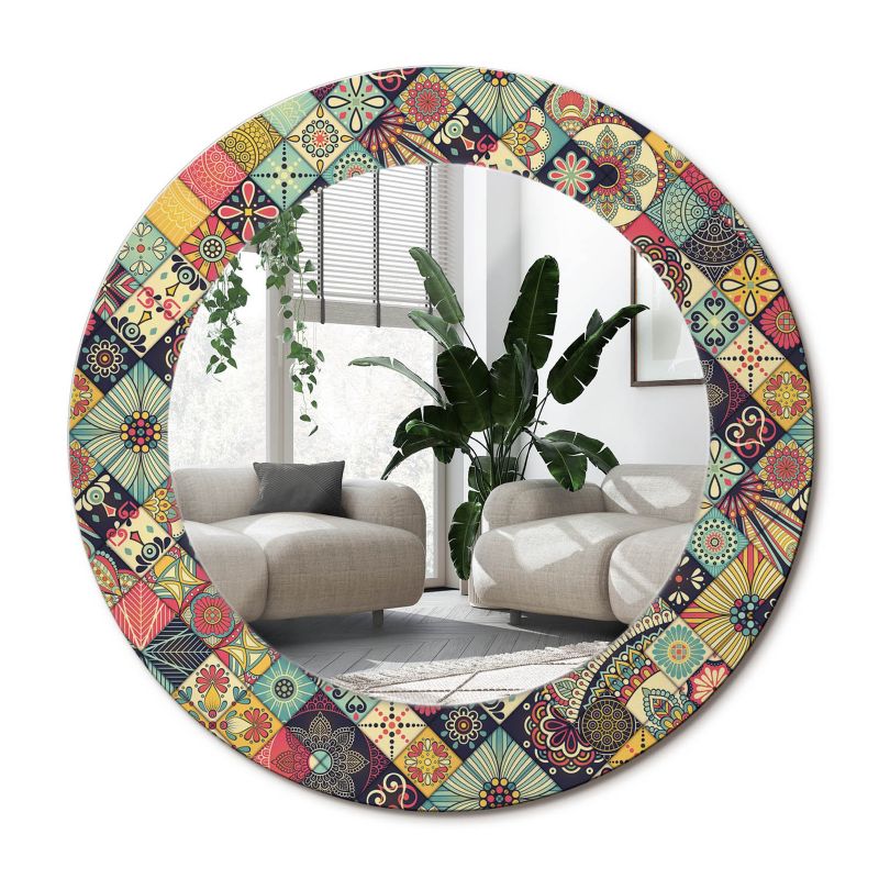 Lustro Okrągłe Tulup Patchwork Kafelki 50 cm Dekoracyjne Na Podkładzie 1 szt.