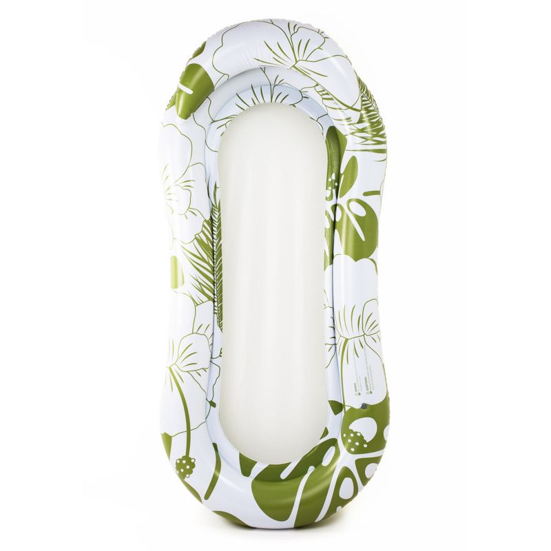 Materac dmuchany Be-active.pl do pływania plażowy z oparciem dno z siatki zielono-biały 1 szt.