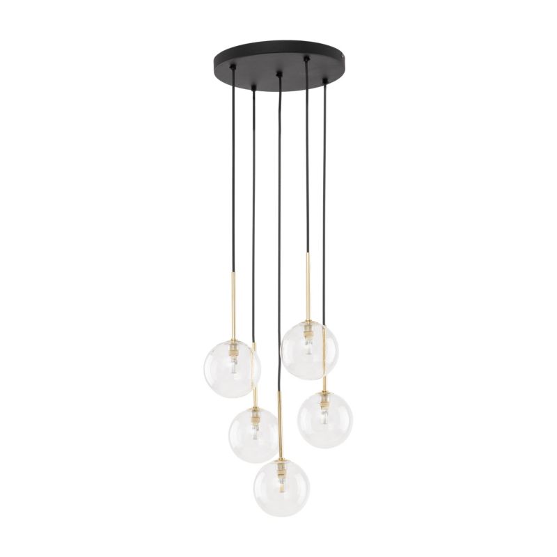 Lampa TK-Lighting Nilos Black / Gold Wisząca 5 - 1 szt.