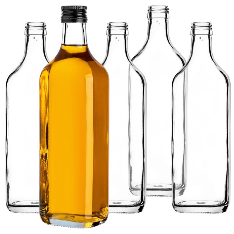 Butelka szklana KADAX na whisky Vigna z czarną zakrętką 500ml 5 szt.