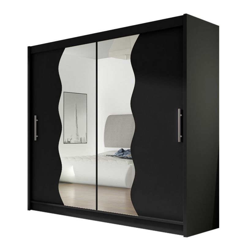 Szafa MIRJAN 24 z drzwiami przesuwnymi London X czarny/lustro 1 szt.