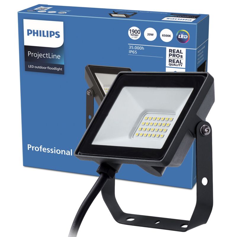 Naświetlacz LED Philips Lampa Reflektor 20W 1900lm 6500K IP65 Czarny 1 szt.