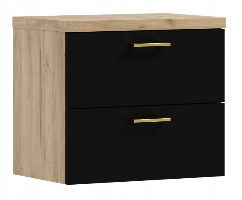 Szafka łazienkowa ADK MEBLE LUNA 60 wisząca czarny/dąb craft złoty 1 szt