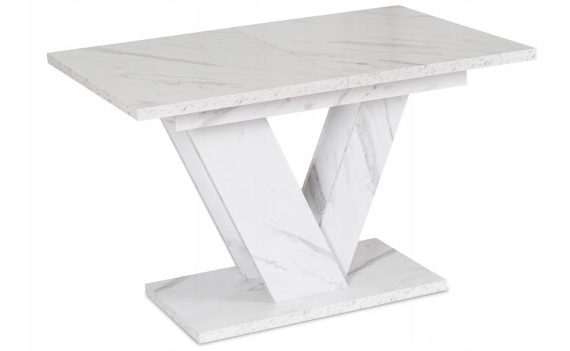 Stół Prostokątny Clark 120-160 cm Mebel Elite Rozkładany Biały Marmur 1 szt