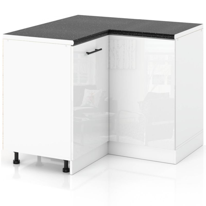 Szafka Kuchenna Hurtownia-Mebli Stojąca Narożna DN90X90 sPremium 90cm Biały Mat Biały Połysk 90x52x85 cm 1szt.