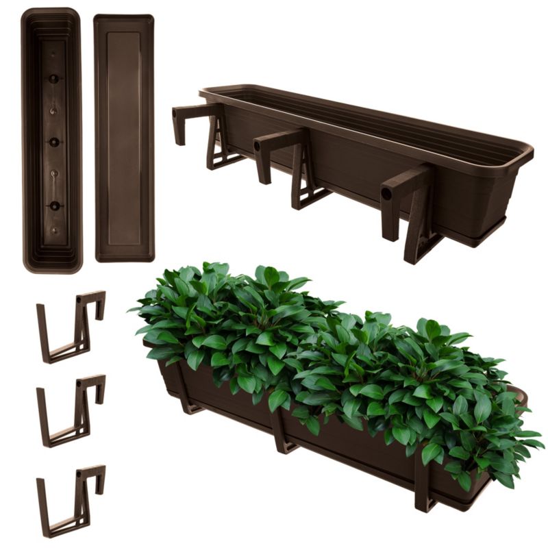 Doniczka Balkonowa KADAX Skrzynka Donica 80cm Uchwyty Podstawka Balkon Balustradę 1szt.