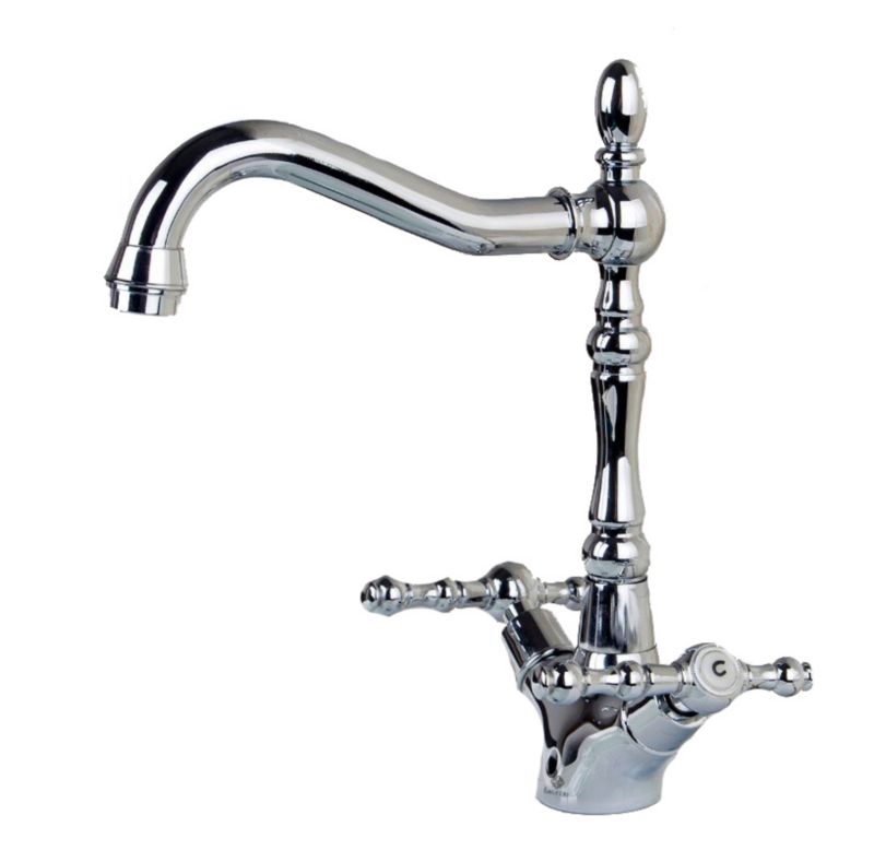 Bateria umywalkowa Lauferi PALES mosiężna stojąca srebrny chrom retro 1 szt.