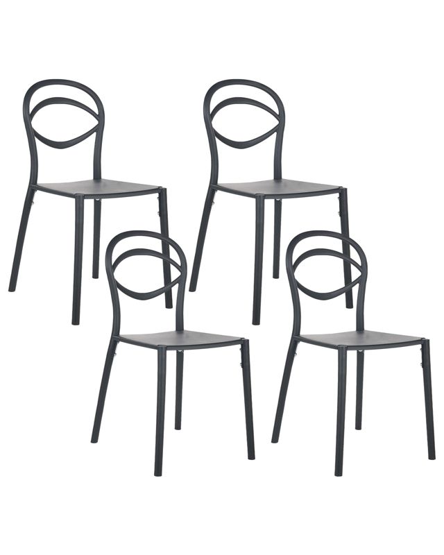 Zestaw 4 krzeseł ogrodowych Covolo Czarny 1 kpl