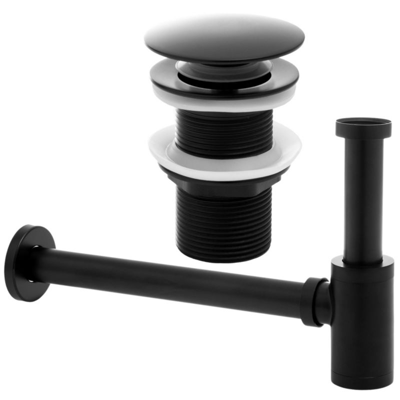 Zestaw korek klik-klak i syfon Yoka Home do umywalki bez przelewu czarny 1 szt.