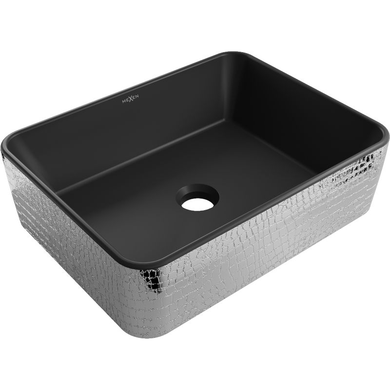 Umywalka nablatowa Mexen Catia czarny/srebrny 48 x 37 cm 1 szt.