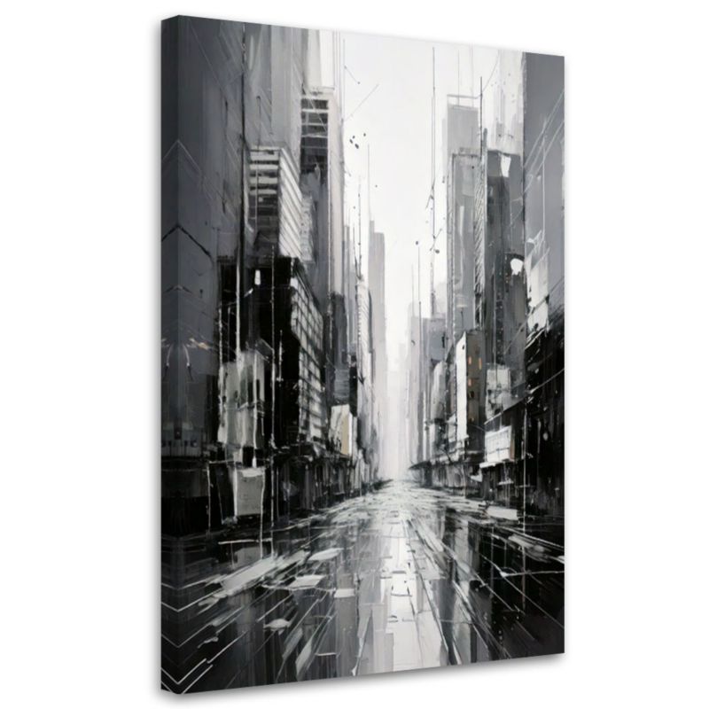 Obraz do salonu Feeby Miasto Ulica Nowoczesna Abstrakcja Szara 70x100cm 1szt