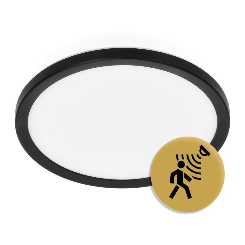 Plafon LED Kobi okrągły 12w 3cct z czujnikiem ruchu IP54 czarny 1szt.