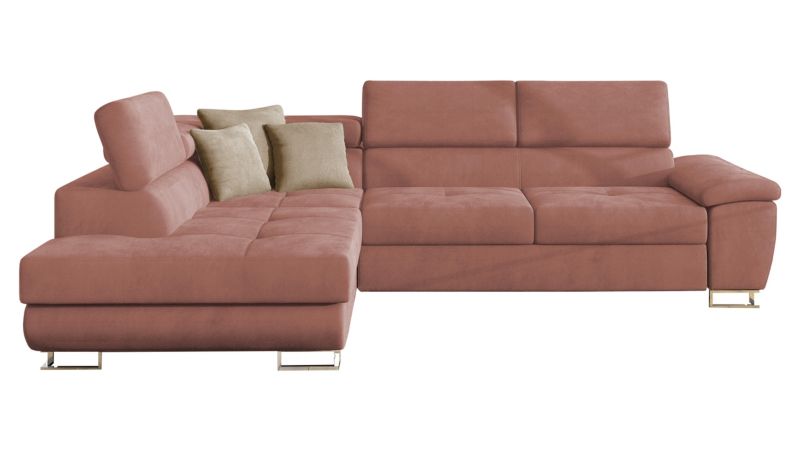 Narożnik z funkcją spania MIRJAN 24 Cotere lewy indyjski róż/pudrowy róż/kość słoniowa 1 szt.