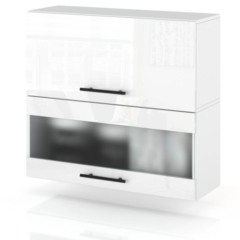 Szafka Kuchenna Hurtownia-Mebli Wisząca Klapowa W80KL sPremium 80cm Biały Mat Biały Połysk 80x32x72 cm 1szt.