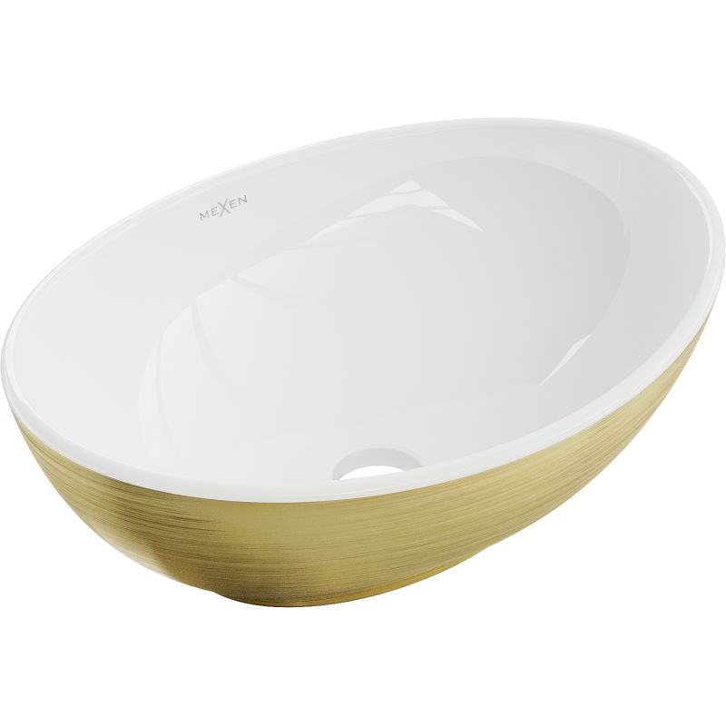 Umywalka nablatowa Mexen Elza biało-złota 40,5x33x14 cm 1 szt.