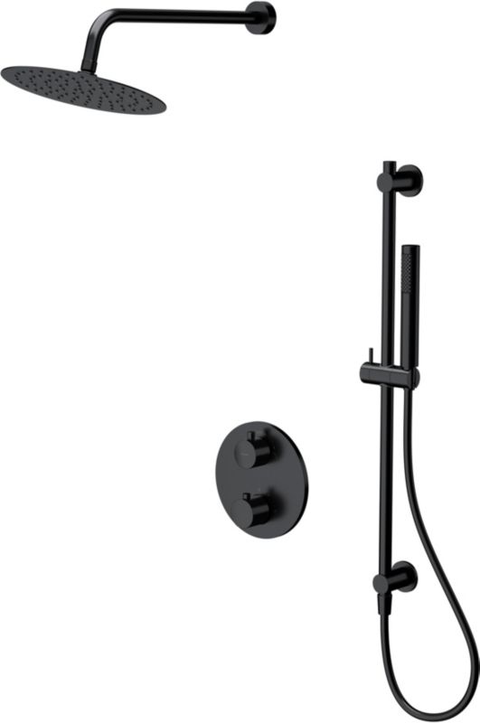 Zestaw prysznicowy Cersanit Zen czarny podtynkowy termostatyczny z deszczownicą 1 szt.