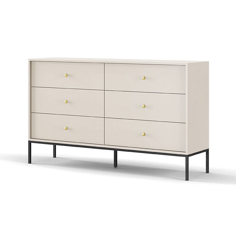 Komoda z 6 szufladami Bettso Molly 154 cm na czarnym stelażu beżowy 1szt.