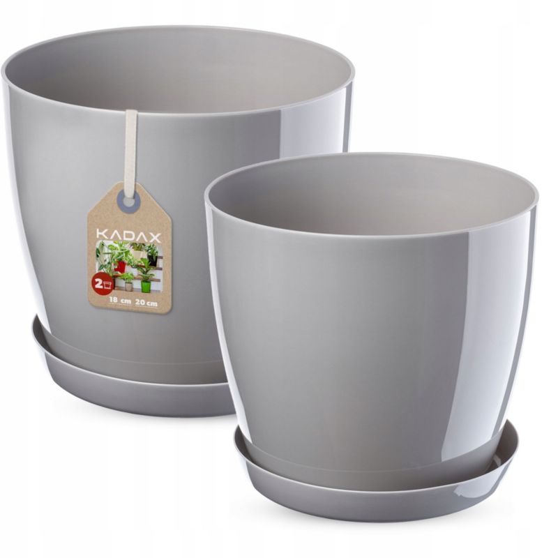 Doniczka KADAX Z Podstawką szara Zestaw 18+20cm 1 szt.
