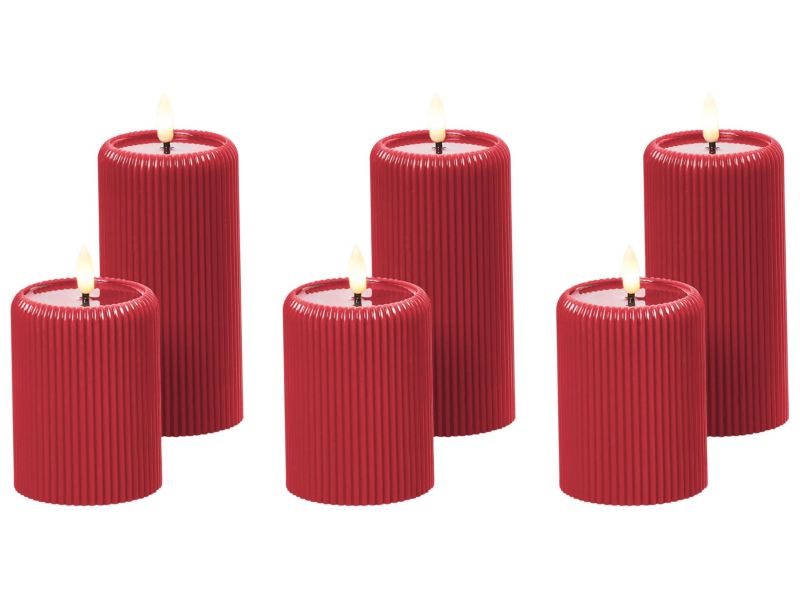Zestaw 6 świec LED Noisette 10/16 cm Czerwony 1 kpl