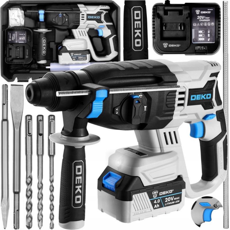 Młot udarowy młotowiertarka DEKO SDS Plus 3J 4Ah 20V 1 kpl.