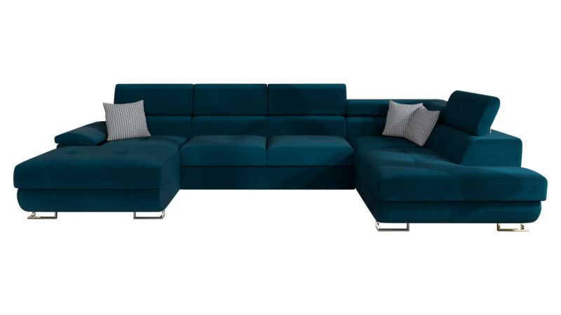 Narożnik z funkcją spania MIRJAN 24 Cotere Bis Premium prawy ciemny turkusowy/ciemny turkusowy/niebieska pepitka 1 szt.