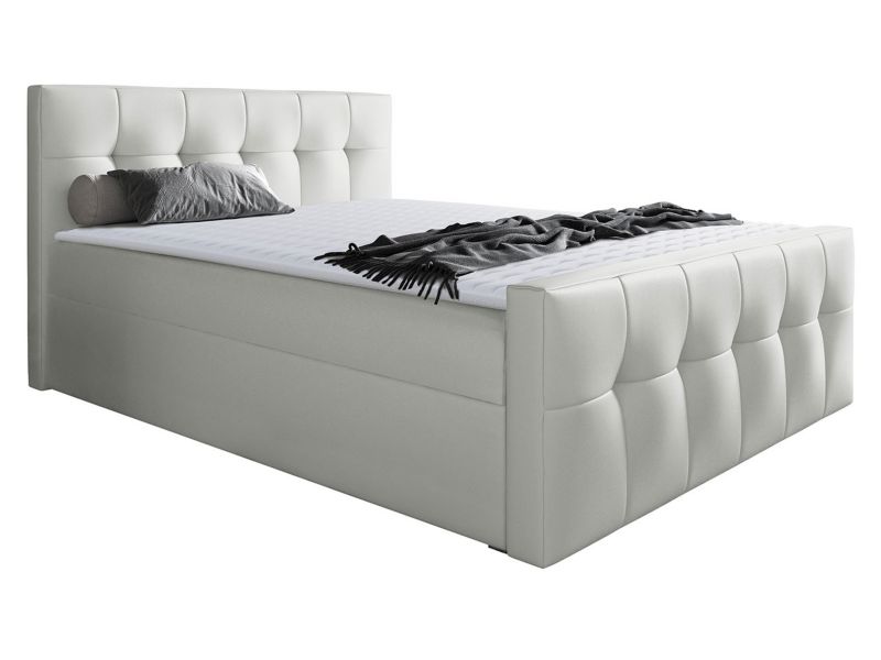 Łóżko kontynentalne MIRJAN 24 Malibu 140x200 biała ekoskóra 1 szt.