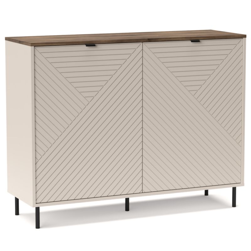 Komoda BLUSH 123,4 cm Mebel Elite Dwudrzwiowa Kaszmir/ Dąb castello 1 szt