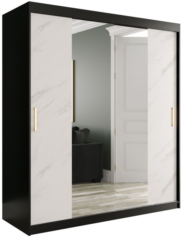 Szafa przesuwna Garderoba Abiks Marmur T1 180 czarny + biały 1 szt.